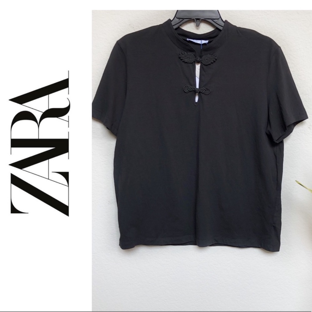 Zara Black short sleeve top size L NWOT